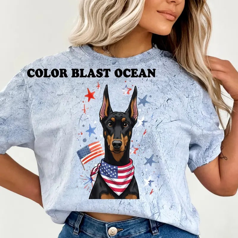 Doberman Patriotic Dog Shirt ~ Unisex Apparel Relaxed Fit Printed In The USA Clothing Womenswear Casual Comfort Cotton...