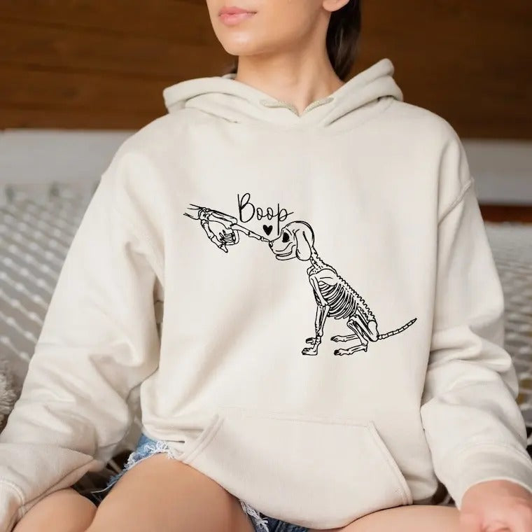 Dog Boop Halloween Hoodie, Dog Skeleton Sweatshirt, Funny Dog Shirt, Dog Lover Gifts, Dog Mom Hoodie, Spooky Dog Hoodie,...