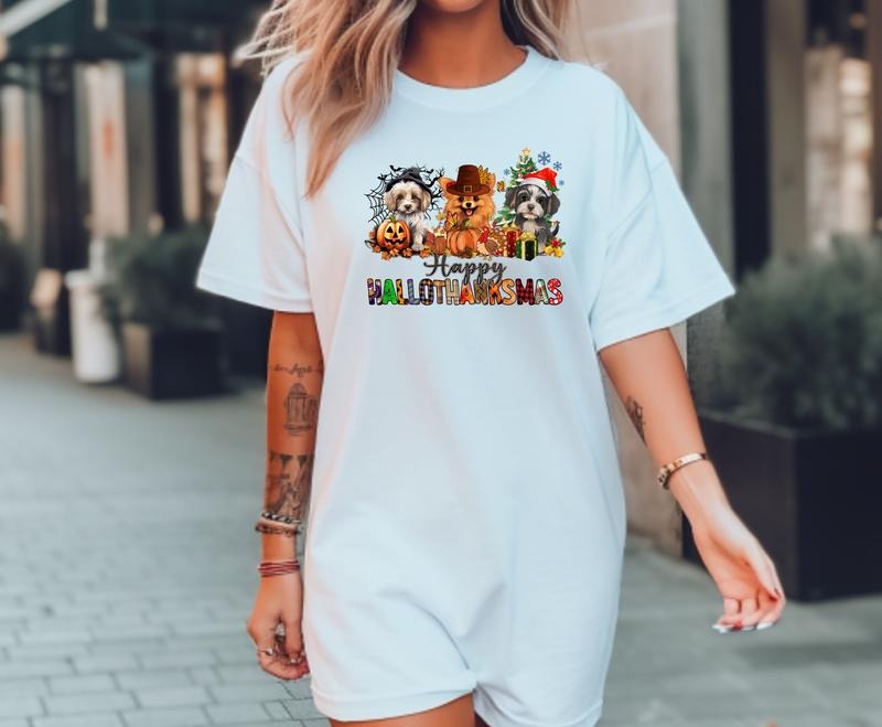 Dog Hallothanksmas Custom Colors Tee shirt Hoodie, Sweatshirt | HypeCrazeTee.com