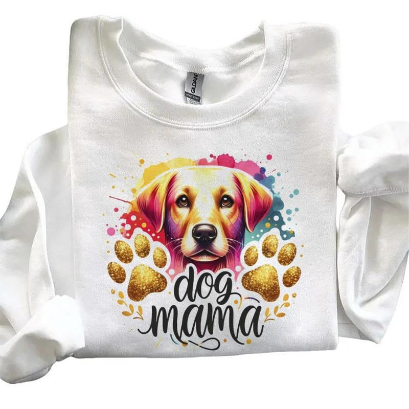 Dog Mama Sweatshirt Dog T-Shirt Sweatshirt Gold Glitter Paw Puppy Dog Lover Hoodie T-shirt Unisex | HypeCrazeTee.com