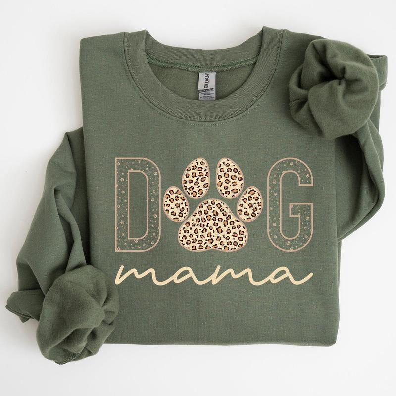 Dog Mama, Leopard Print Sweatshirt, Mother's Day Gift T-Shirts, Hoodie | HypeCrazeTee.com