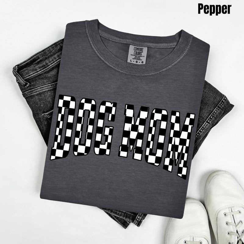 Dog Mom Black Checker Comfort Colors T-Shirt 'NLB' Hoodie, Sweatshirt | HypeCrazeTee.com