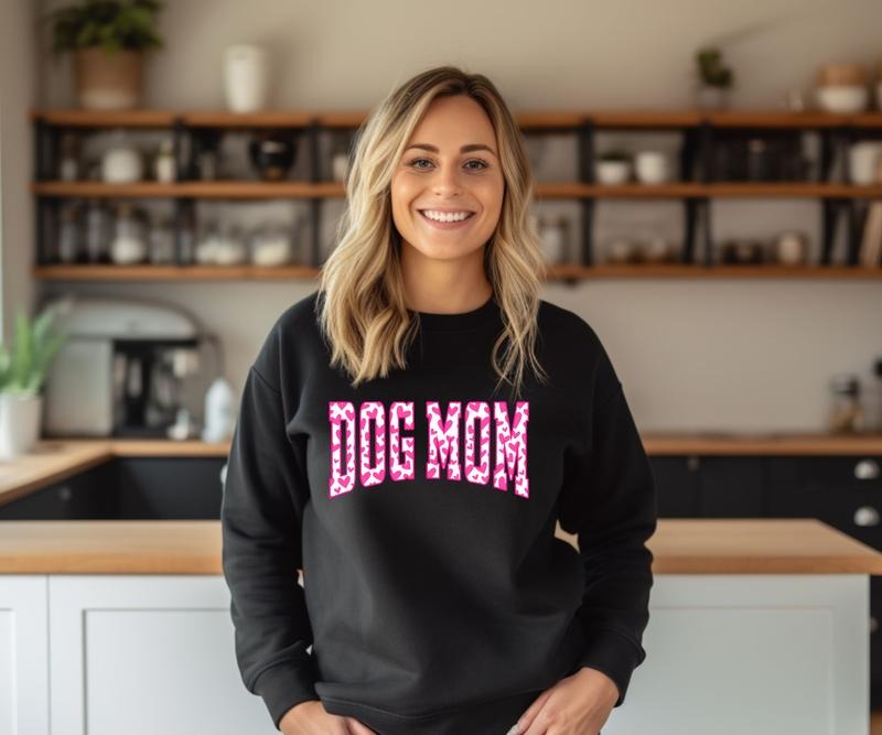 Dog Mom Hearts Crewneck Sweatshirt T-Shirts, Hoodie | HypeCrazeTee.com