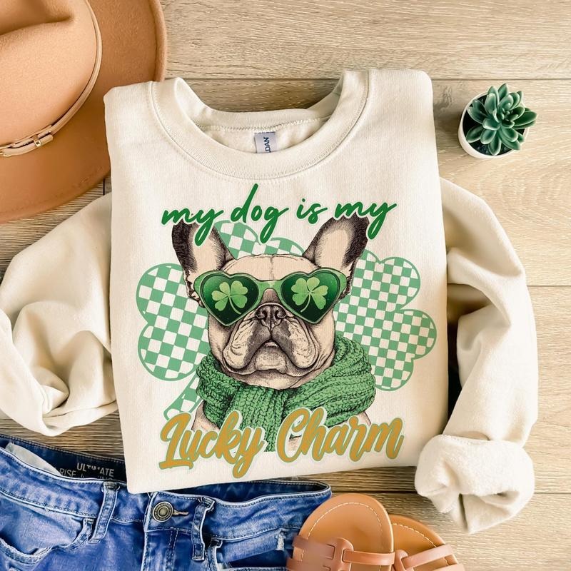Dog St Patricks Day Dog Mom St Patrick's Day Dog Paw Print Shamrock St Patrick Shirt Dog Lover Gift Clover Hoodie, Sweatshirt
