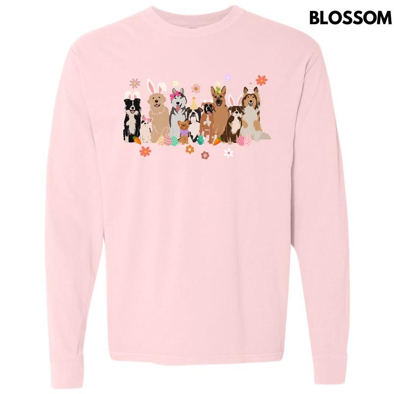 Doggy Easter Celebration Long Sleeve Comfort Colors T-Shirt 'NLB' Hoodie, Sweatshirt | HypeCrazeTee.com