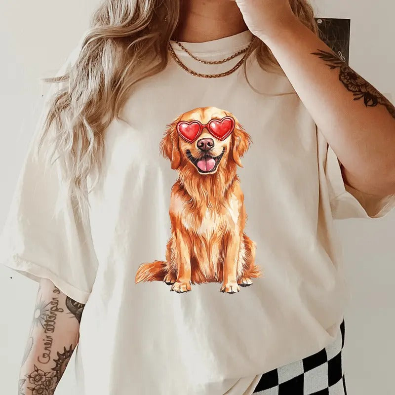 Dogs with glasses Shirt~ Unisex Apparel Relaxed Fit Printed In The USA Clothing Womenswear Casual Comfort Cotton Top...