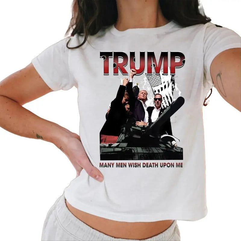Donald Trump Graphic Tee for Women- Short Sleeve shirt Casual Comfort Hoodie, Sweatshirt | HypeCrazeTee.com
