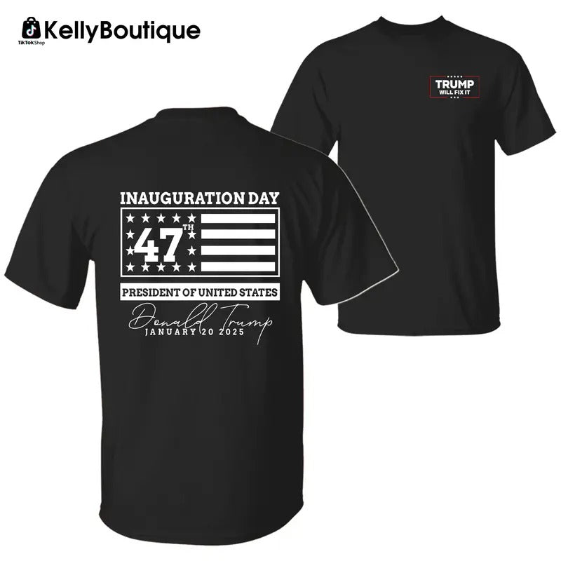 Donald Trump Inauguration Day 47th President of United States Trump Won 2 Sided Graphic Printed Unisex Classic Cotton...