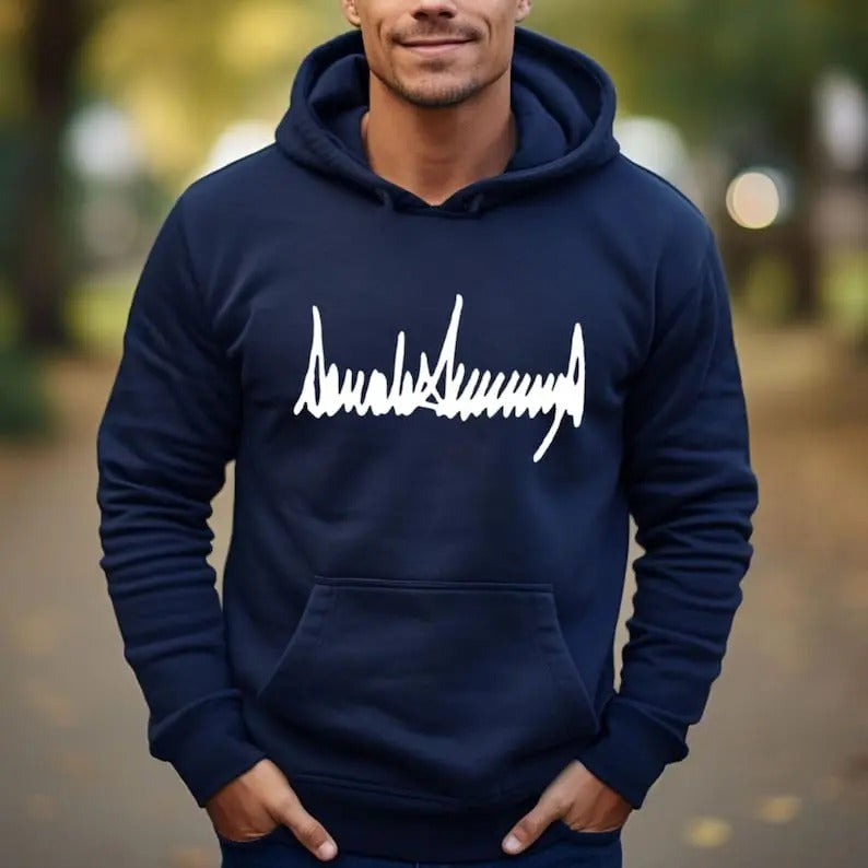 Donald Trump Signature Hoodie, Donald Trump 2024 American Shirt, Election 2024, MAGA Hoodie Sweatshirt | HypeCrazeTee.com