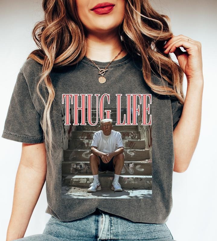 Donald Trump Thug Life Shirt, Viral Thug Life Trump T-Shirt, Sarcastic Donald Trump Tee, Funny Trump 2024 Shirt Hoodie,...
