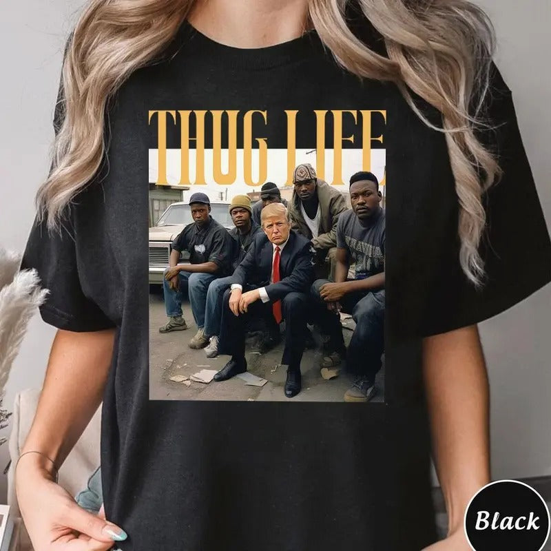 Donald Trump Thug Life T-Shirt, Viral Thug Life Trump T-Shirt, Sarcastic Donald Trump Tee, Funny Trump 2024 Shirt, Unisex...