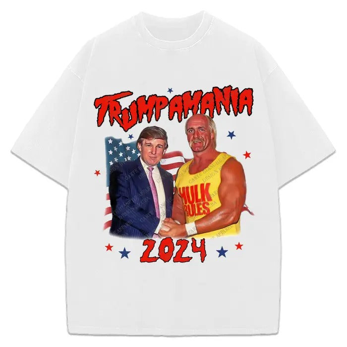 Donald Trump Trumpamania Hogan President 2024 Victory Custom Graphic T-Shirt Crewneck Cotton Hoodie, Sweatshirt
