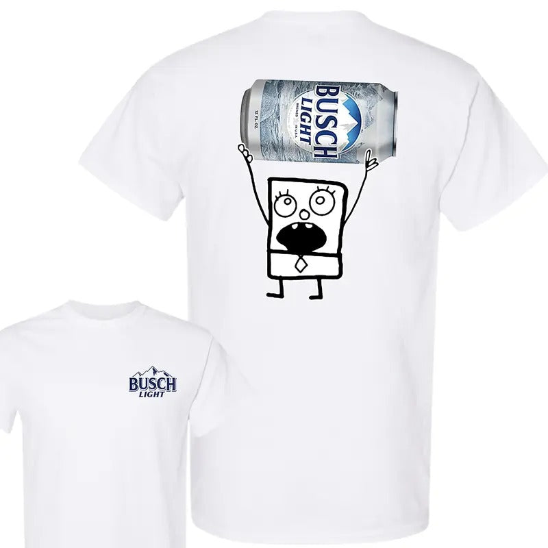 Doodlebob Busch Light 2 Sided T-shirt, Funny Busch Light Unisex T-Shirt, Cotton Tee, Full Sizes, Full Color, For Men, For...