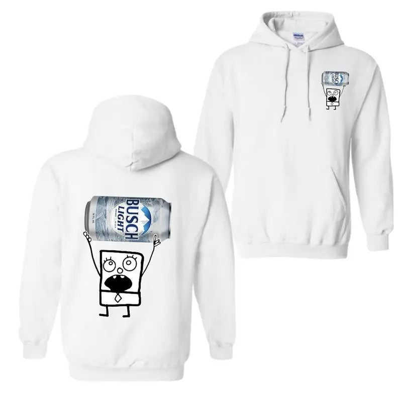 Doodlebob Busch Light Unisex T-shirt, Funny Busch Light 2 Sided Shirt, Cotton Tee, Full Sizes, Full Color, For Men, For...