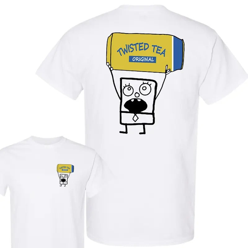 Doodlebob Twisted Tea Essential 2 Sided T-Shirt, Funny Drinking T-Shirt, Summer T-Shirt, Full Color T-Shirt, Unisex...