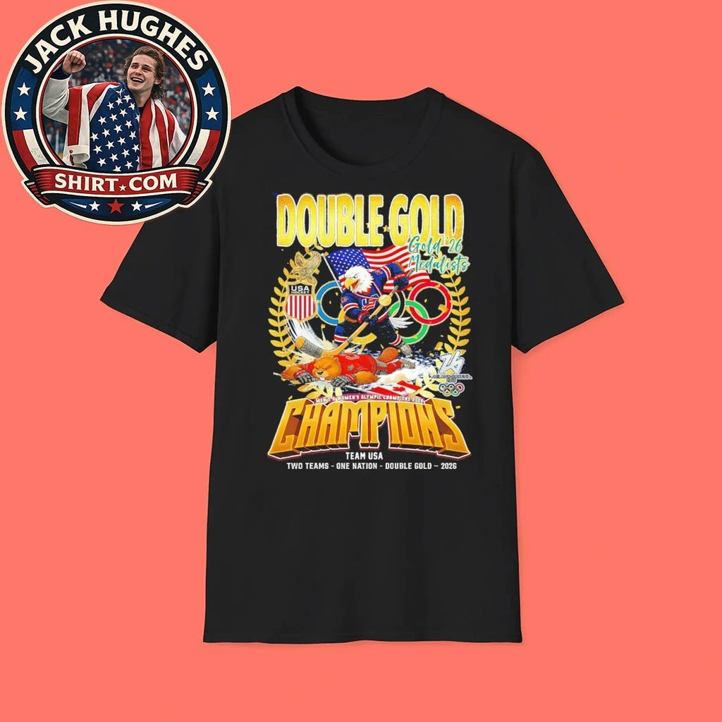 Double Gold 2026 Medalists Champions Team Usa Two Team One Nation Logo Shirt