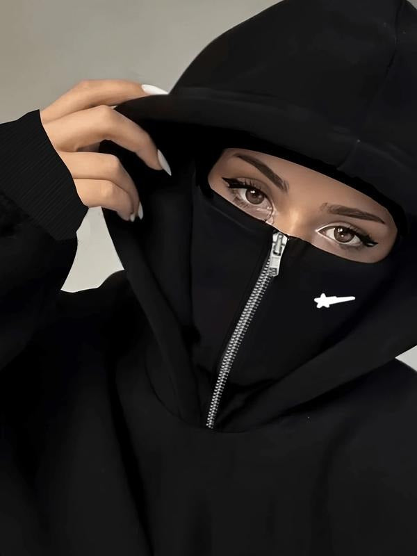 Double-Layer Hooded Sweatshirt with Pocket, Bandit Mask Design, Meteor Print, Comfortable and Stylish, Easy to Match Any...