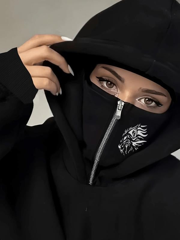 Double-Layer Hooded Sweatshirt with Pocket, Floral Pattern, Loose-Fitting, Casual Style, Fall & Winter Wear, Must-Have...