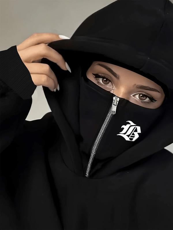 Double-Layer Hooded Sweatshirt with Pocket, Letter B Print, Comfortable and Stylish, Easy to Match Any, Must-Have...