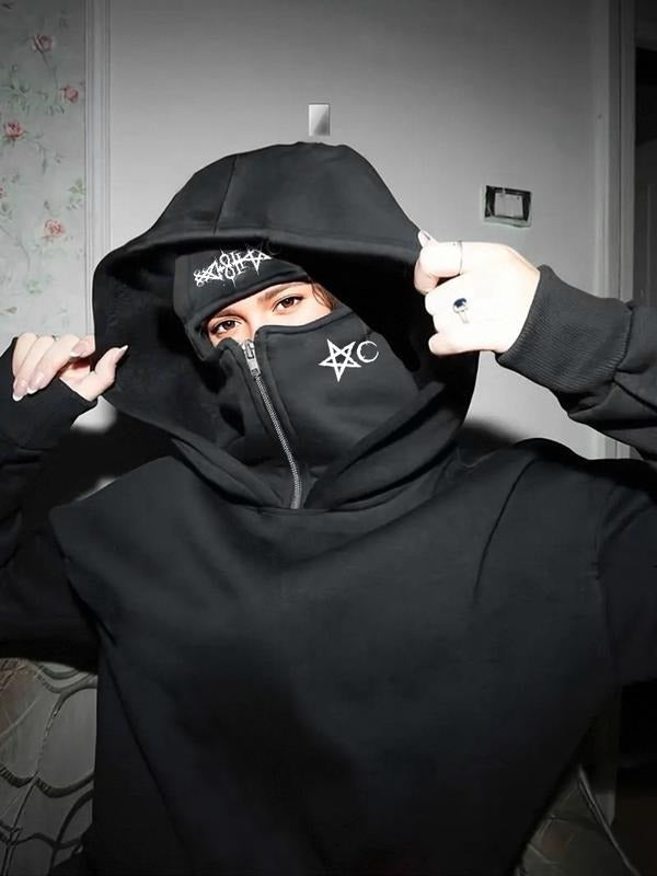 Double-Layer Hooded Sweatshirt with Pocket, Stars & Letter Print, Comfortable Casual Fashion, Easy to Match Any T-Shirts,...