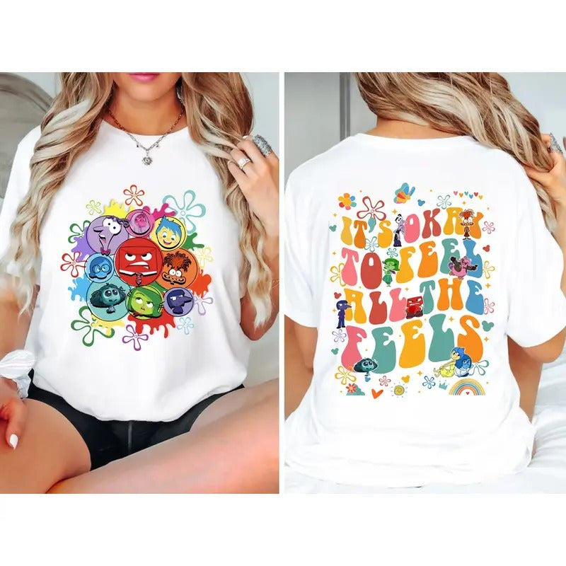 Double Sided - It's OK To Feel All The Feels Shirt, Emotions Portrait T-shirt, Mental Health Tees Hoodie, Sweatshirt