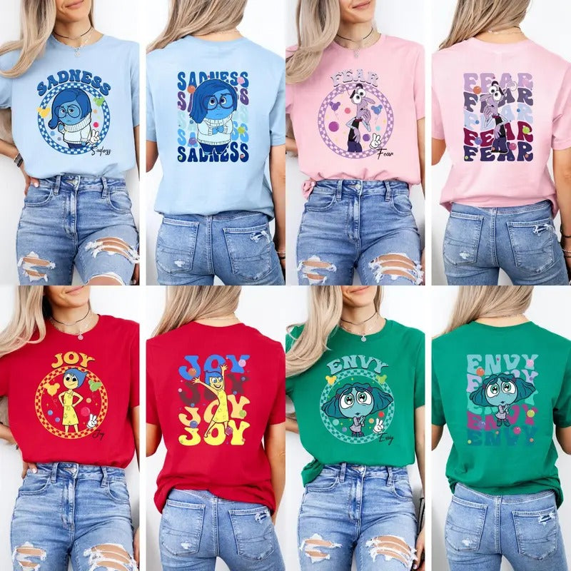 Double Sided Inside Out Character Shirt, Custom Inside Out T-shirt, Inside Out 2 Movie Shirt, Choose Your Character,...