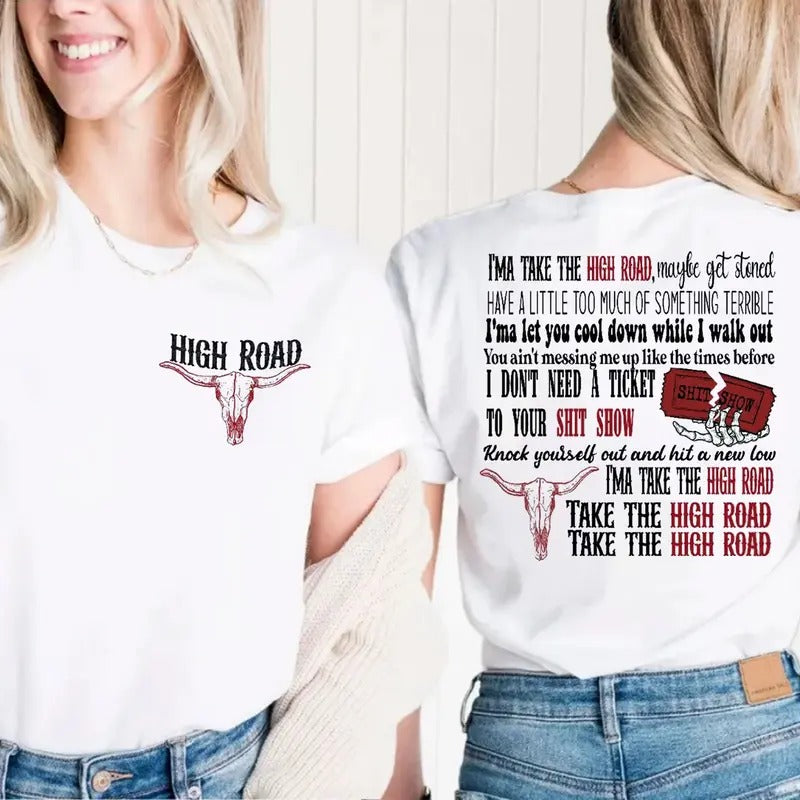 Double Sides KW High R0ad Tee, Concert Tour Merch, Country Fans Top, Unisex Short Sleeve Tee Shirt, Casual Clothing...