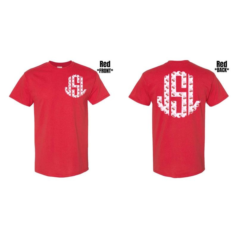 Double Strawberry Stripe Monogram Gildan Short Sleeve T-Shirt 'NLB' Hoodie, Sweatshirt | HypeCrazeTee.com