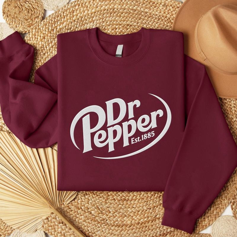 Dr. Pepper Embroidered Sweatshirt, Dr Pepper Lover Embroidered, Dr Pepper Embroidery Gift, Gift For Girlfriend, Boyfriend...