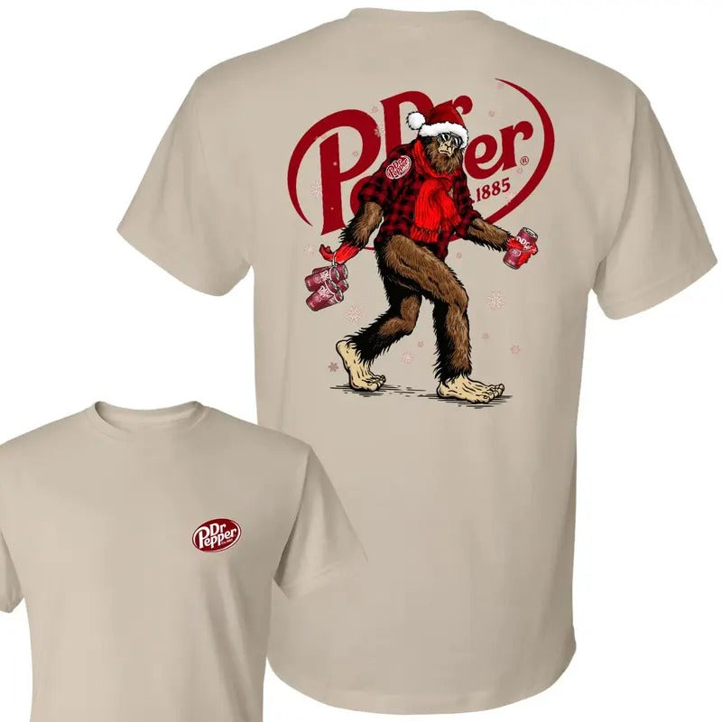 Dr Pepper Christmas Bigfoot 2 Sided T-shirt, Dr Pepper Christmas Bigfoot Shirt Full Color For Men And Women, Christmas...