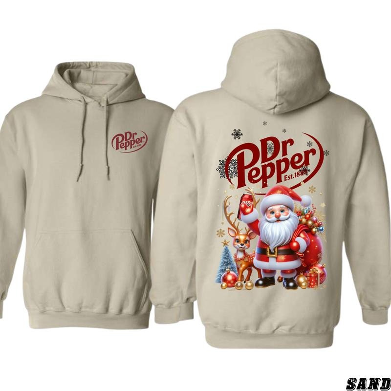 Dr Pepper Christmas Hoodie - Festive Santa and Reindeer Design, tiktok shop, Unisex Sweatshirt for Cozy Seasonal Style -...