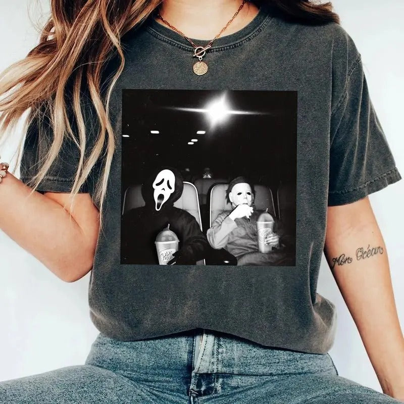 Dr Pepper Halloween Characters T-shirt, Dr pepper M1chael My3rs and Ghostface Halloween Unisex Cotton T-shirt for men and...