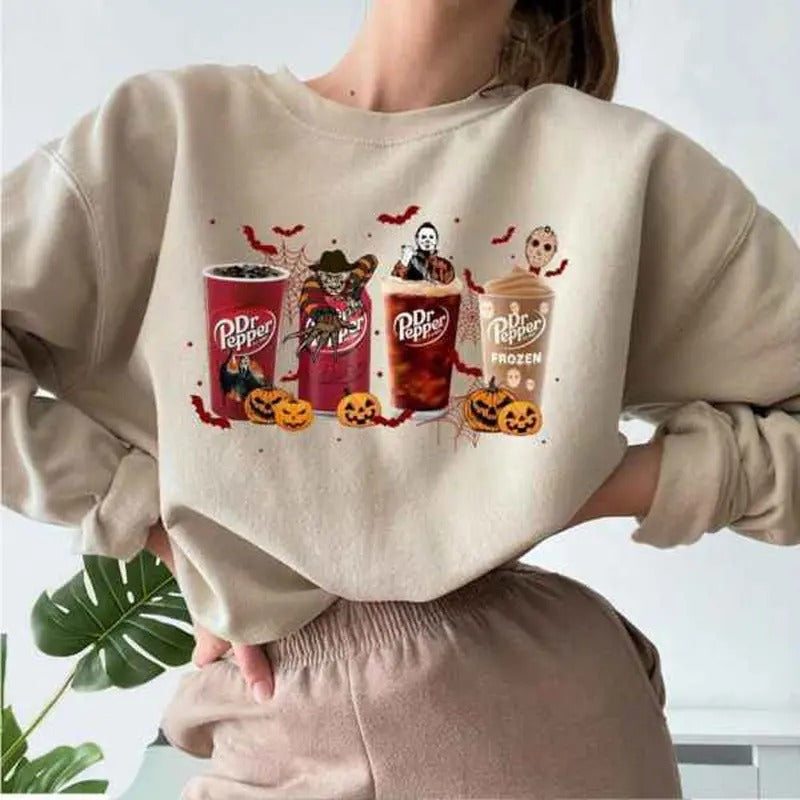 Dr Pepper Horror Halloween Unisex Sweatshirt, Spooky Season Dr.Pepper Sweatshirt Womenswear Check T-Shirts, Hoodie