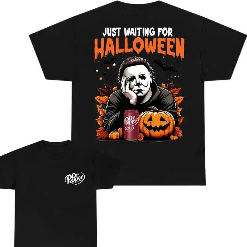 Dr Pepper Just Waiting For Halloween T-Shirt - Spooky Season Tee for Men - 100% Cotton - Classic, Halloween Trendy...