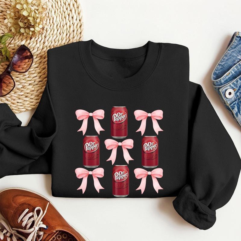 Dr Pepper Sweatshirt, Soft Drink Sweatshirt, Coquette, Preppy, Soda, Pop, Bows Sweatshirt, Full Colors, Full Sizes, Gift...