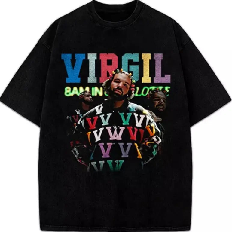 Drake 8AM IN CHARLOTTE For All The Dogs Virgil Tribute Graphic Black T-Shirt Hoodie, Sweatshirt | HypeCrazeTee.com