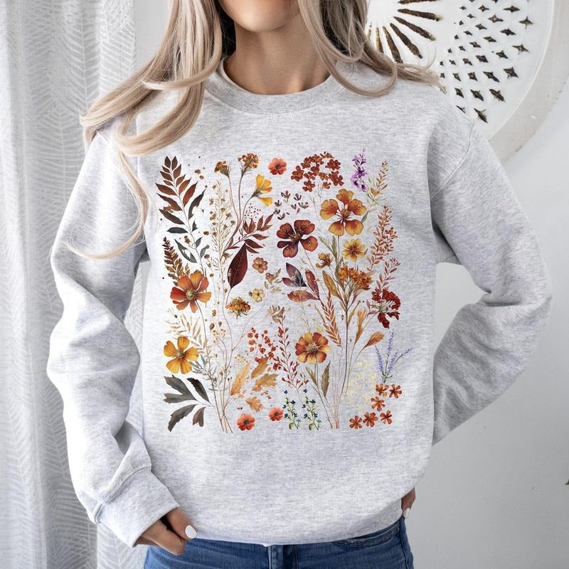 Dried Wildflowers, Nature, Meadow, Floral, Leaves Sweatshirt T-Shirts, Hoodie | HypeCrazeTee.com