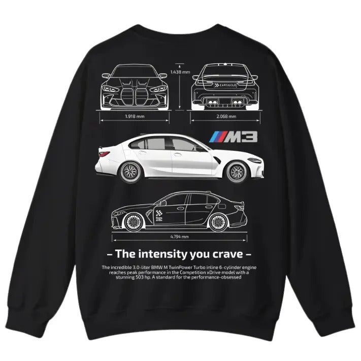 Drive in Style: Car-Themed Sweatshirts, G80 M3 Technical Specs Sweaters, Vintage Graphic Crewneck, Unisex Car Shirt Top...