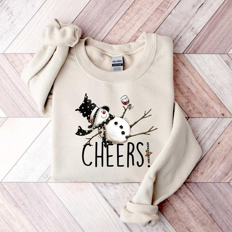 Drunk Snowman Drinking Wine Sweatshirt, Winter Holiday Sweatshirt, Christmas Snowman Sweatshirt, Gift For Kid Men Woman,...
