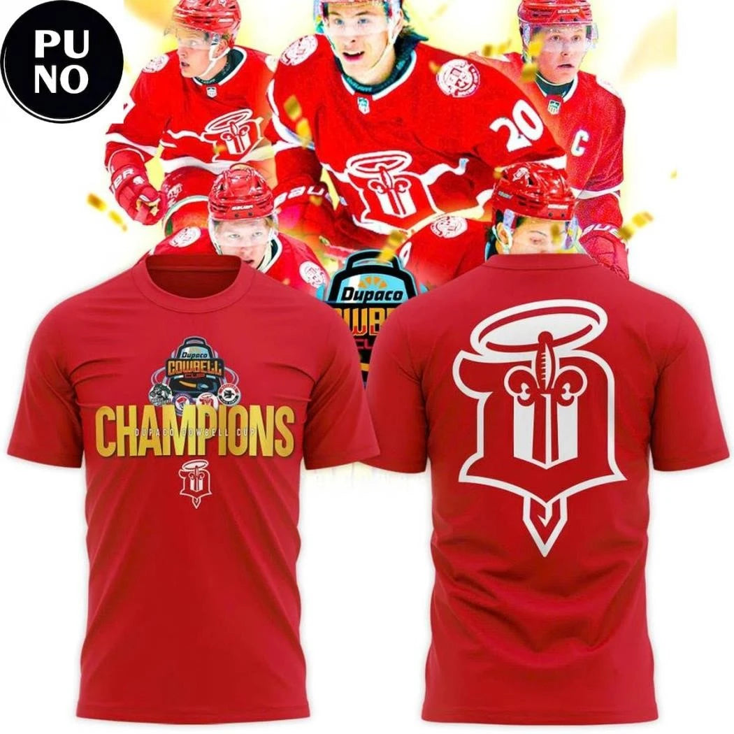Dubuque Fighting Saints 2026 Dupaco Cowbell Cup Champion Shirt