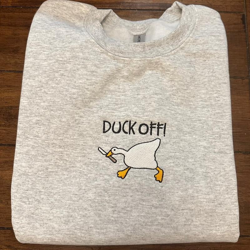 Duck off Embroidered Crewneck Sweatshirt T-Shirts, Hoodie | HypeCrazeTee.com