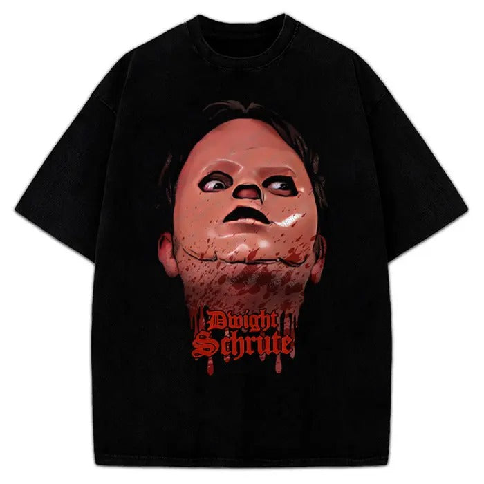 Dwight Schrute T-Shirt Schrute Farm Mask CPR Skit Portrait Custom Graphic The Office Tribute Tee Crewneck Cotton Hoodie,...