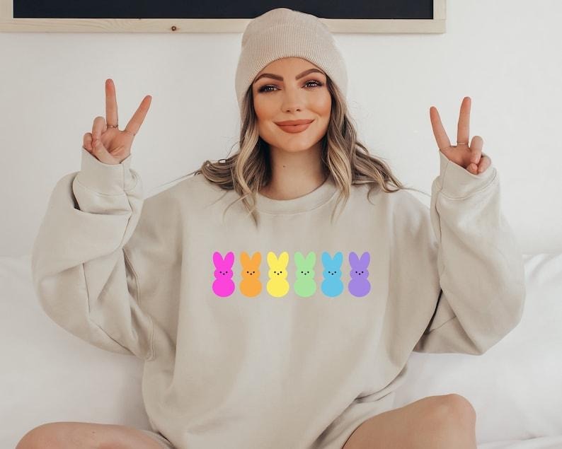 Easter Bunny Peeps Sweatshirt, Easter Shirt, Cute Easter Hoodie and Sweater; T-shirt | HypeCrazeTee.com