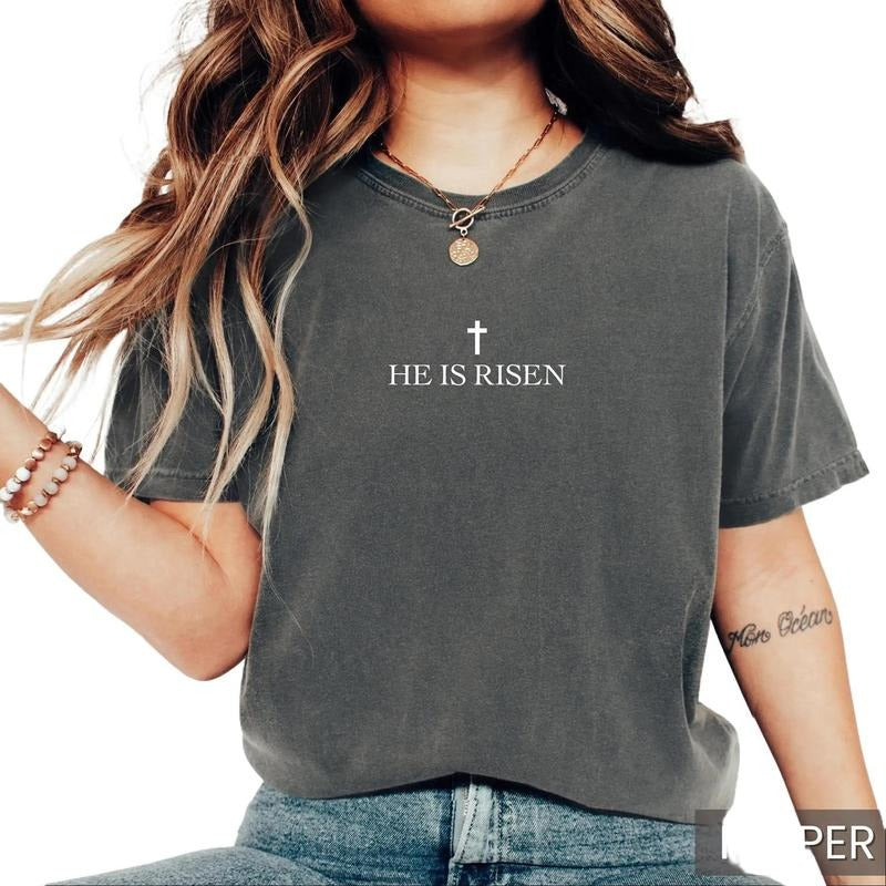Easter Christian Shirt He Is Risen Shirt Easter Jesus Religious Easter Comfort Colors Christian Religious Easter T-Shirts, Hoodie, Sweatshirt