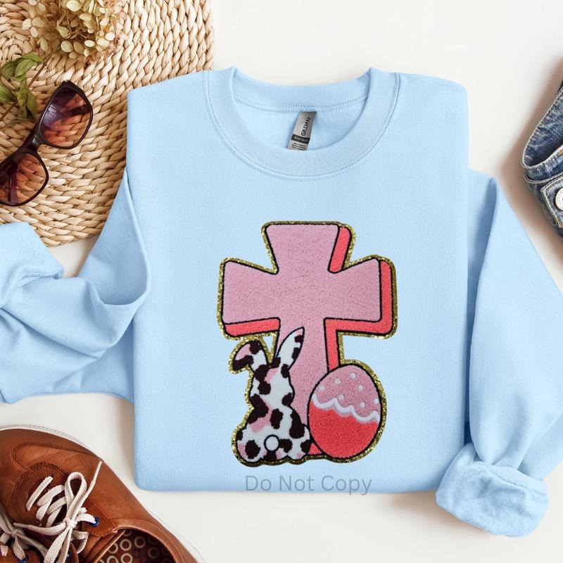 Easter Cross Chenille Patch ONLY - This is NOT a T Shirt Hoodie, Sweatshirt | HypeCrazeTee.com