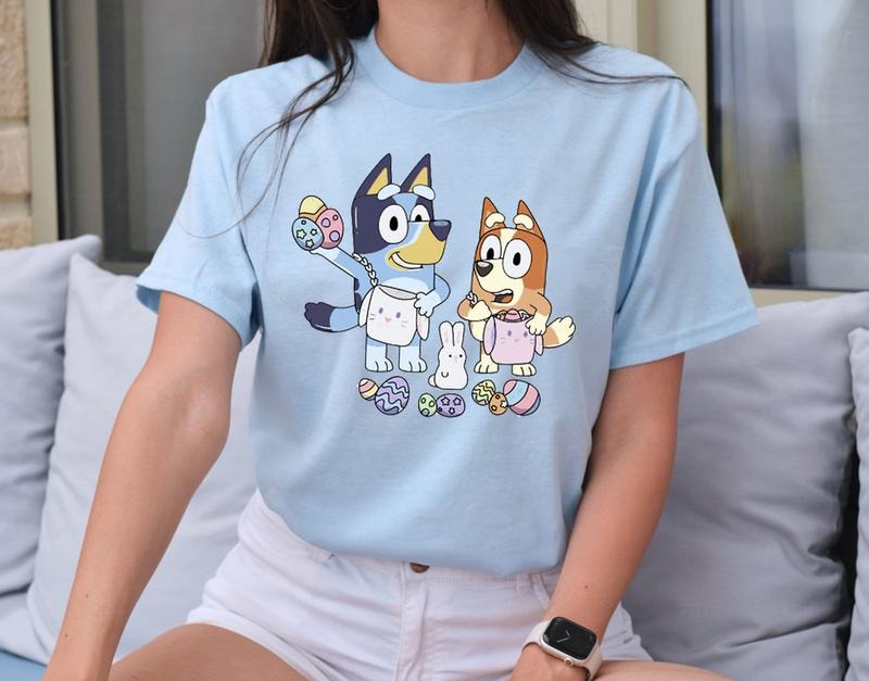 Easter Dog Shirt, Bluey Easter day shirt, bluey characters, Easter Vibes shirt, Easter Blue shirt Trendy Easter shirt,...