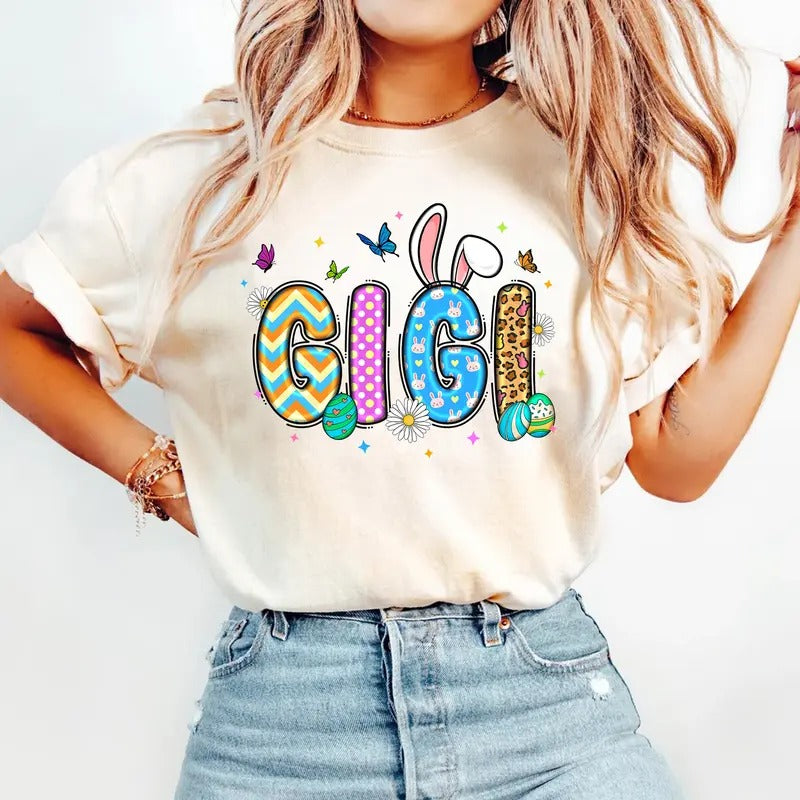 Easter Gigi Shirt - Cute Bunny & Egg Design for Grandmas - Spring Celebration Tee Hoodie, Sweatshirt | HypeCrazeTee.com
