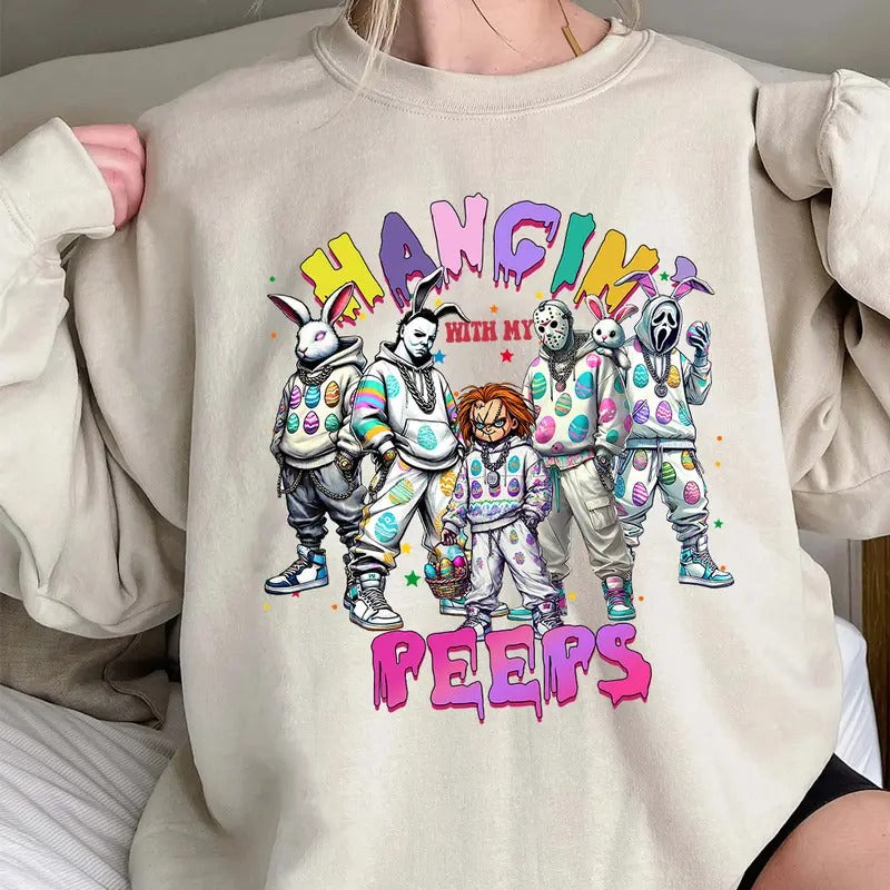 Easter Horror Crew Shirt, Happy Easter Horror Shirt, Trending Graphic Tee Hoodie, Sweatshirt | HypeCrazeTee.com