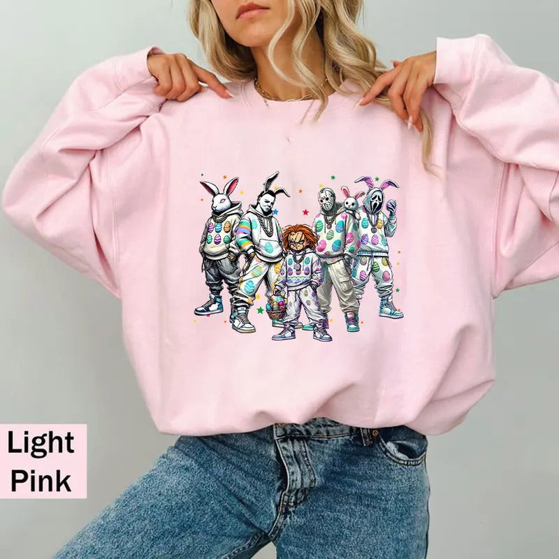 Easter Horror Crew Shirt, Happy Easter Horror Shirt, Trending Graphic Tee style 02 Hoodie, Sweatshirt | HypeCrazeTee.com