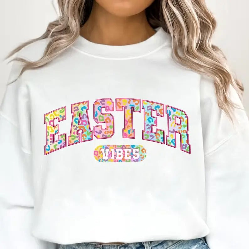 Easter Vibes Retro Shirt, Easter Bunny Tee, Leopard Smiley Bunny Shirt, Happy Easter Tee, Retro Easter Shirt Hoodie,...